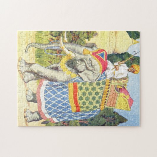 象のイラストレーションのヴィンテージの児童図書 ジグソーパズル (横)