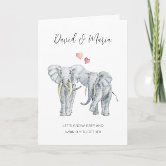象のカップルのエンゲージ・記念日 カード