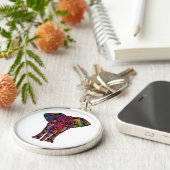 象のカラフル漫画 キーホルダー (側面)