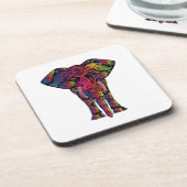 象のカラフル漫画 コースター (左側)