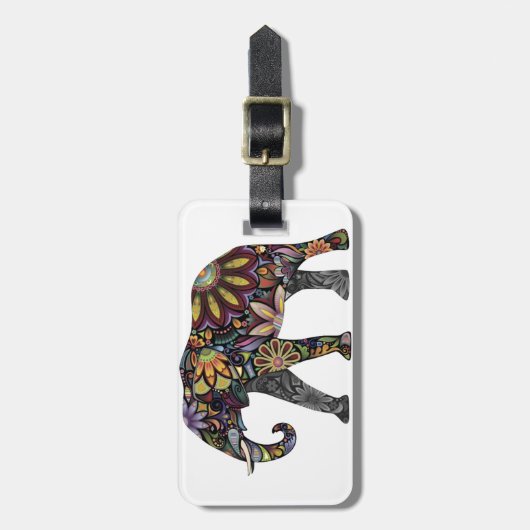 象のカラフル ラゲッジタグ (正面縦)