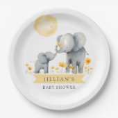 象のキス赤ちゃんシャワー男の子 ペーパープレート (正面)
