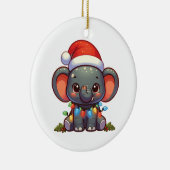 象のクリスマス冬の動物の象 セラミックオーナメント (右)