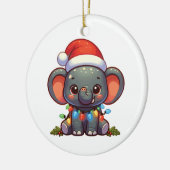 象のクリスマス冬の動物の象 セラミックオーナメント (左)