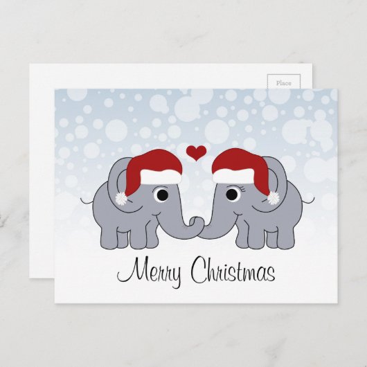 象のクリスマス シーズンポストカード (正面/裏面)