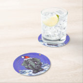 象のクリスマス ラウンドペーパーコースター (インサイチュ)