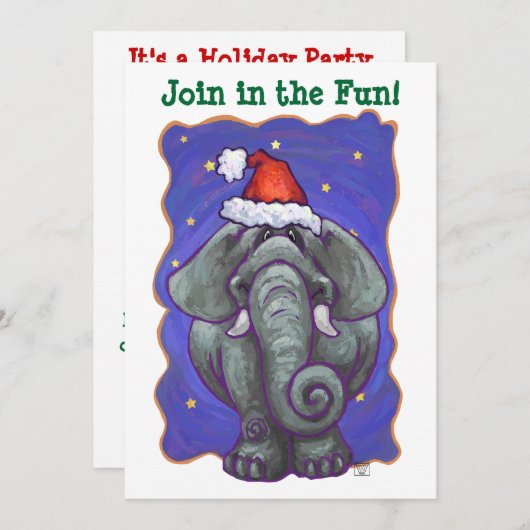 象のクリスマス 招待状 (正面/裏面)