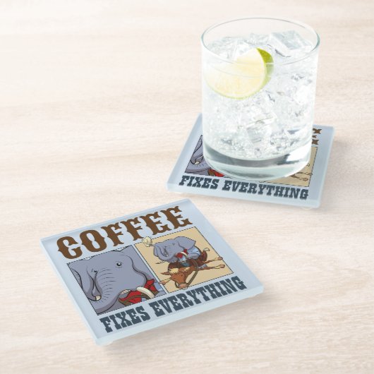 象のコおもしろいーヒーがすべての漫画を修正 ガラスコースター (アングル)
