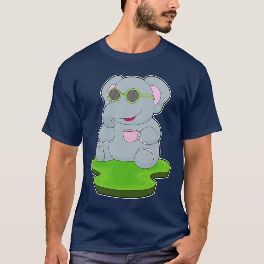 象のコーヒーカップ Tシャツ (正面)