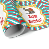 象のサーカスは男の子のハッピーバースデーをからかいます ラッピングペーパー (ロールコーナー)