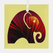 象のシルエット葉での夜空と手のひら ガラスオーナメント (裏面)