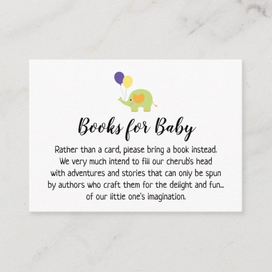 象のシンプルブックリクエストの挿入カード付き エンクロージャーカード (正面)