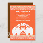 象のジャングルの赤ちゃんシャワー 招待状 (正面/裏面)