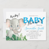 象のジャングルサファリベビー招待 案内状 (正面)