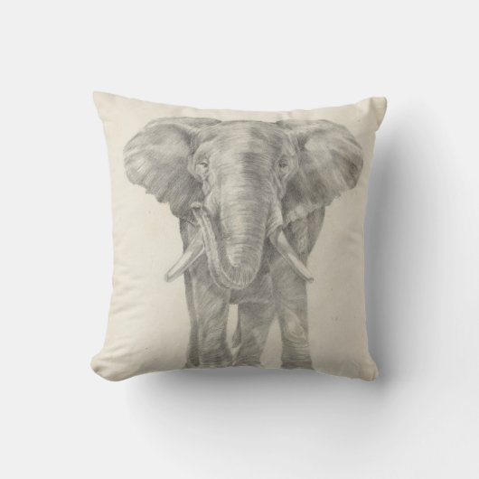 象のスケッチ クッション (正面)
