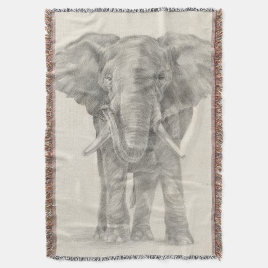 象のスケッチ スローブランケット (正面縦)