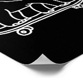 象のスケートボードの線画 スケーター ポスター (角)