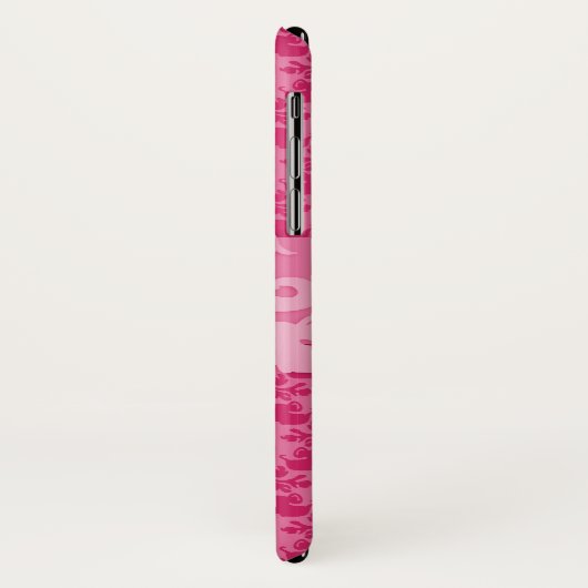 象のダマスク織のピンクの不足分の名前のiphoneの場合 Case-Mate iPhoneケース (裏面/左)