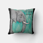 象のティール（緑がかった色） クッション (裏面)