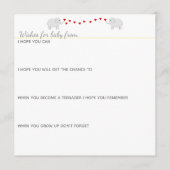 象のテーマ男女兼用ベビーシャワー アドバイスカード (正面)