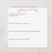 象のテーマ男女兼用ベビーシャワー アドバイスカード (正面/裏面)