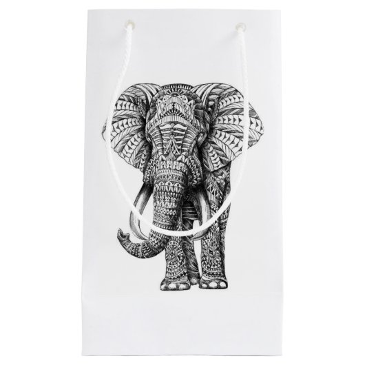 象のデザインのギフトバッグ スモールペーパーバッグ (正面)
