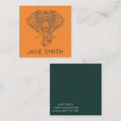 象のデザインのモダンでスタイリッシュで創造的な工業 スクエア名刺 (正面/裏面)