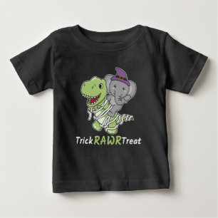 象のトリックのrawr治療Tレックスミイラの衣装 ベビーTシャツ