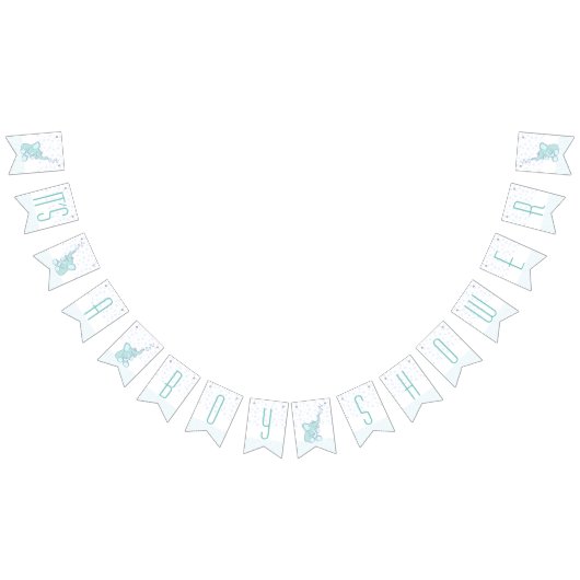 象のハート男の子の赤ちゃんシャワー バンティングフラッグ (全)