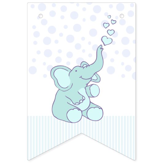 象のハート男の子の赤ちゃんシャワー バンティングフラッグ (第1の旗)