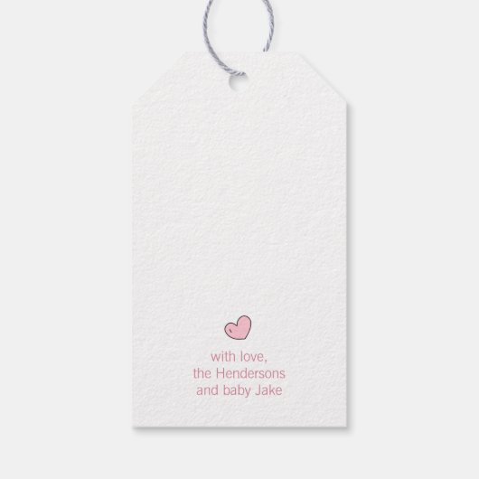 象のハート赤ちゃんシャワーありがとう ギフトタグ (裏面)