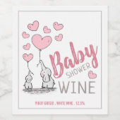 象のハート赤ちゃんシャワーワインラベル ワインラベル (シングルラベル)