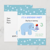 象のバランス芸術の誕生日パーティー招待状 招待状 (正面/裏面)