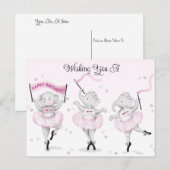 象のバレリーナのダンスの誕生日 ポストカード (正面/裏面)