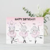 象のバレリーナの誕生日 カード (スタンド正面)