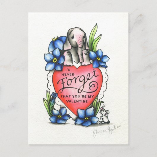 象のバレンタイン シーズンポストカード (正面)