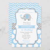 象のバースデーパーティ招待状 招待状 (正面/裏面)