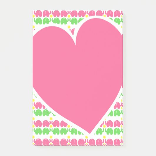 象のパターンとハート ポストイット (正面)