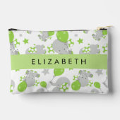 象のパターン，かわいい象，あなたの名前 アクセサリーポーチ (裏面)