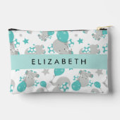 象のパターン，かわいい象，あなたの名前 アクセサリーポーチ (裏面)