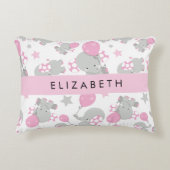 象のパターン,かわいい象,あなたの名前 アクセントクッション (正面)