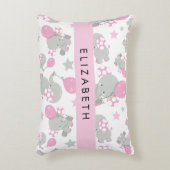 象のパターン,かわいい象,あなたの名前 アクセントクッション (正面(垂直))