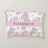 象のパターン,かわいい象,あなたの名前 アクセントクッション (裏面)