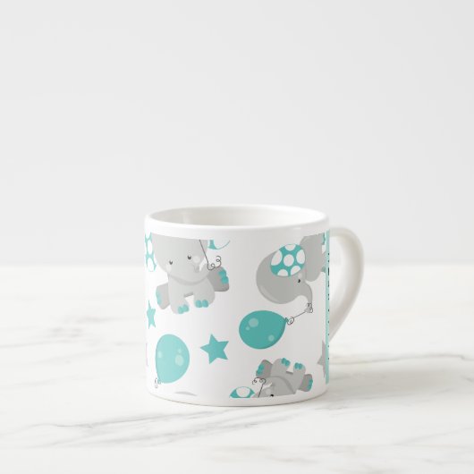 象のパターン,かわいい象,あなたの名前 エスプレッソカップ (正面右)