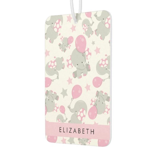 象のパターン，かわいい象，あなたの名前 カーエアーフレッシュナー (左)