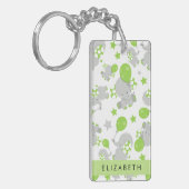 象のパターン,かわいい象,あなたの名前 キーホルダー (正面左)