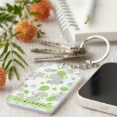 象のパターン,かわいい象,あなたの名前 キーホルダー (正面右)