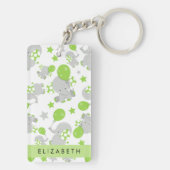 象のパターン,かわいい象,あなたの名前 キーホルダー (裏面)