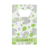 象のパターン,かわいい象,あなたの名前 クレジットカード栓抜き (裏面)