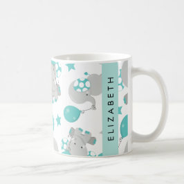 象のパターン,かわいい象,あなたの名前 コーヒーマグカップ